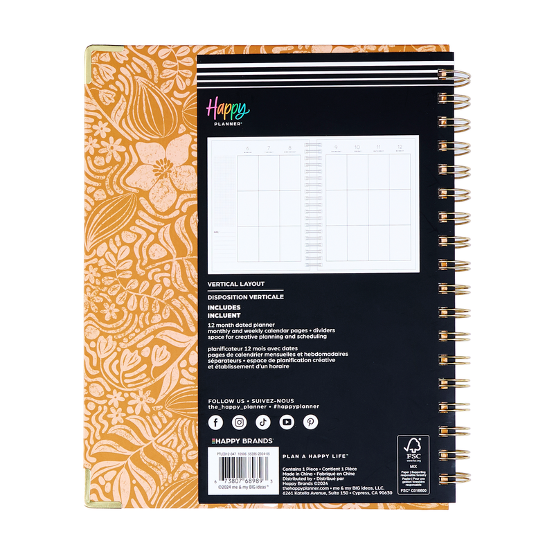 2025 Sunny Oasis Spiral Planner - Classic Vertical Layout - 12 Months