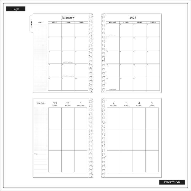 2025 Sunny Oasis Spiral Planner - Classic Vertical Layout - 12 Months