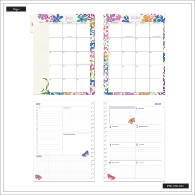 2024 Midnight Botanical Twin Loop Happy Planner - Classic Dashboard Layout - 18 Months