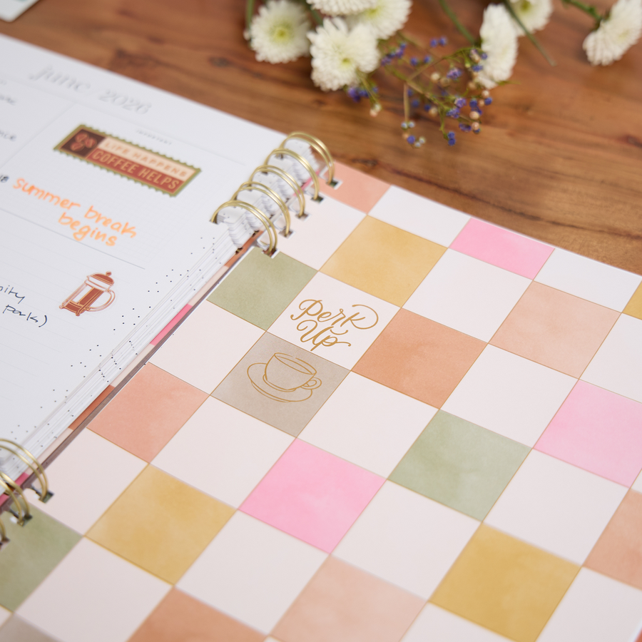 2025–2026 Cafécore Customizable Spiral Planner - Big Dashboard Layout - 12 Months