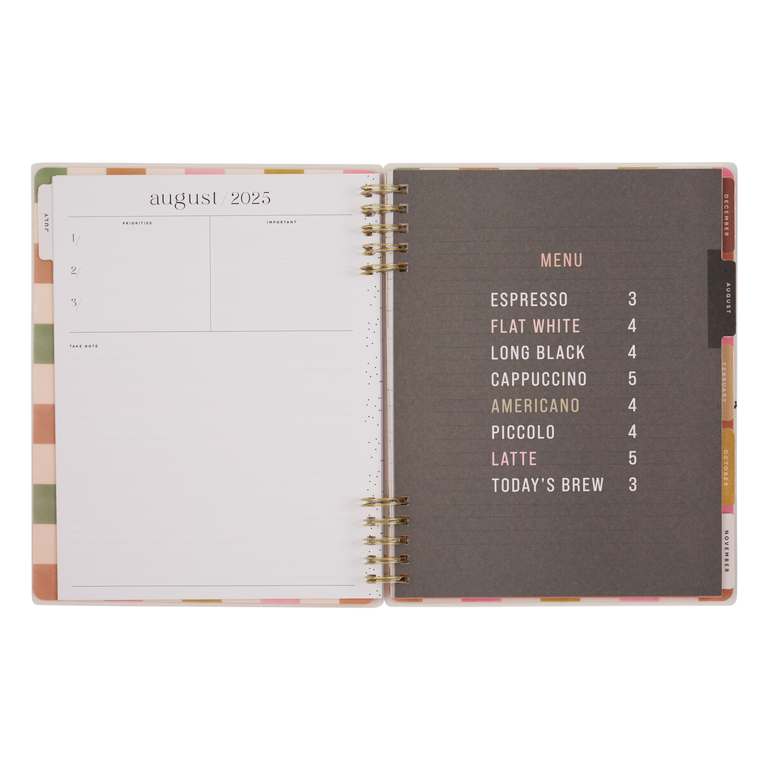 2025–2026 Cafécore Customizable Spiral Planner - Big Dashboard