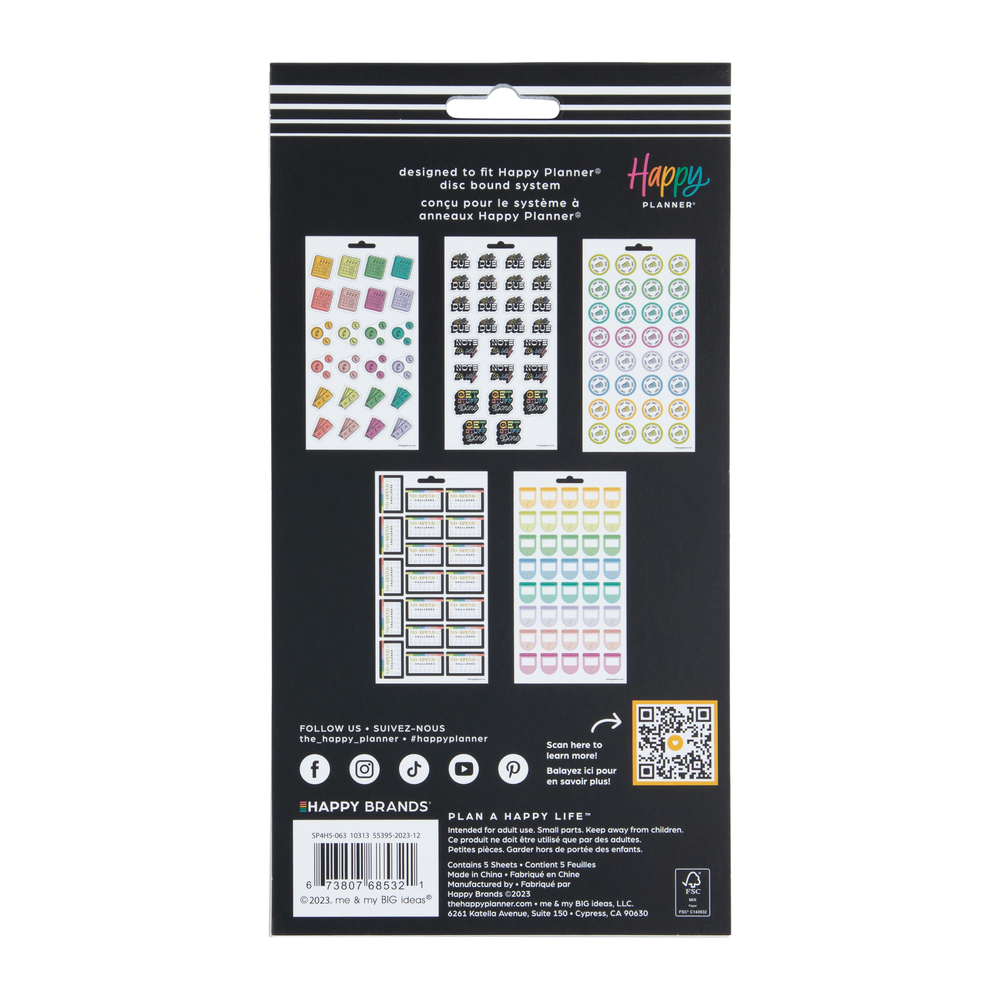 Me & My Big Ideas Happy Planner Medium Flip Stickers - Boho Style 5 Sheets, 24/Package