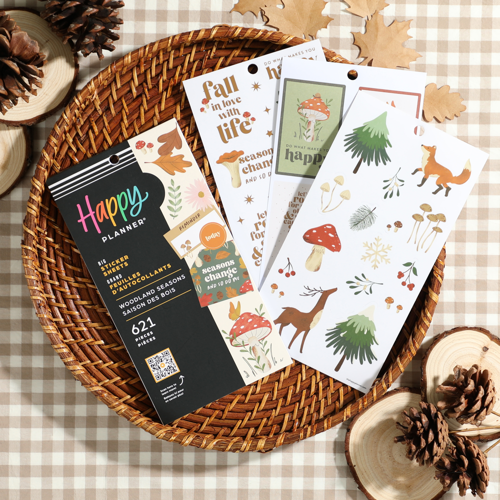 Happy Planner 30 Sheet Value Sticker Pack, Woodland Seasons