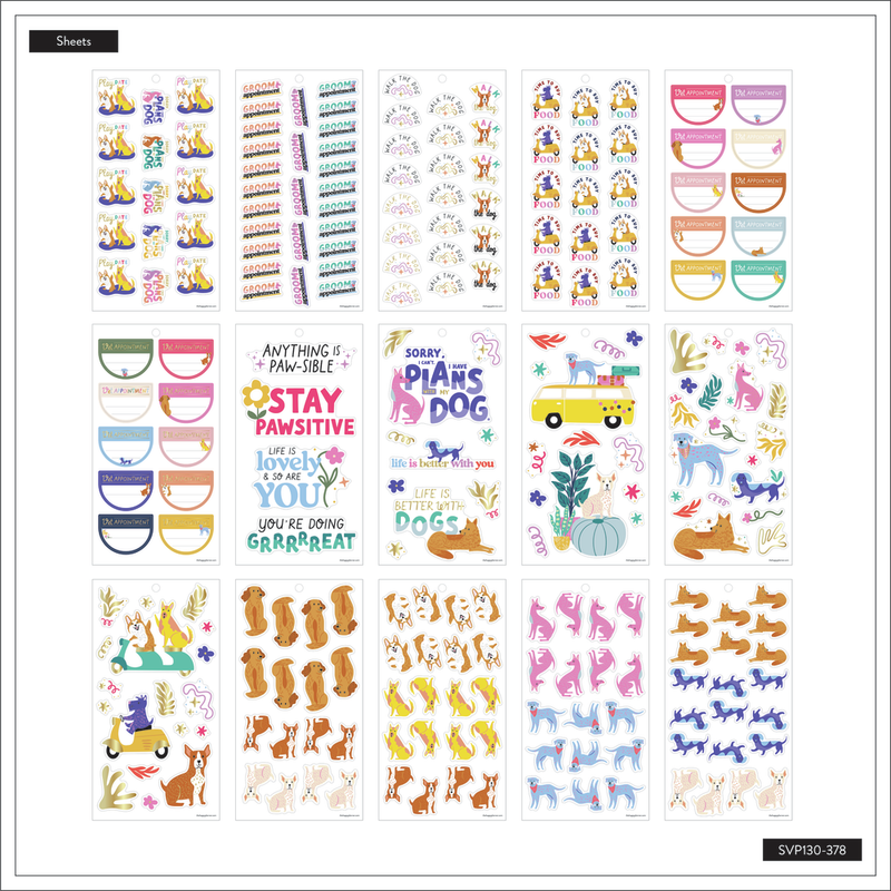Playful Pups - Value Pack Stickers - Big