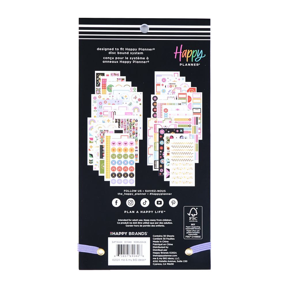 Me & My Big Ideas Happy Planner Medium Flip Stickers - Boho Style 5 Sheets, 24/Package