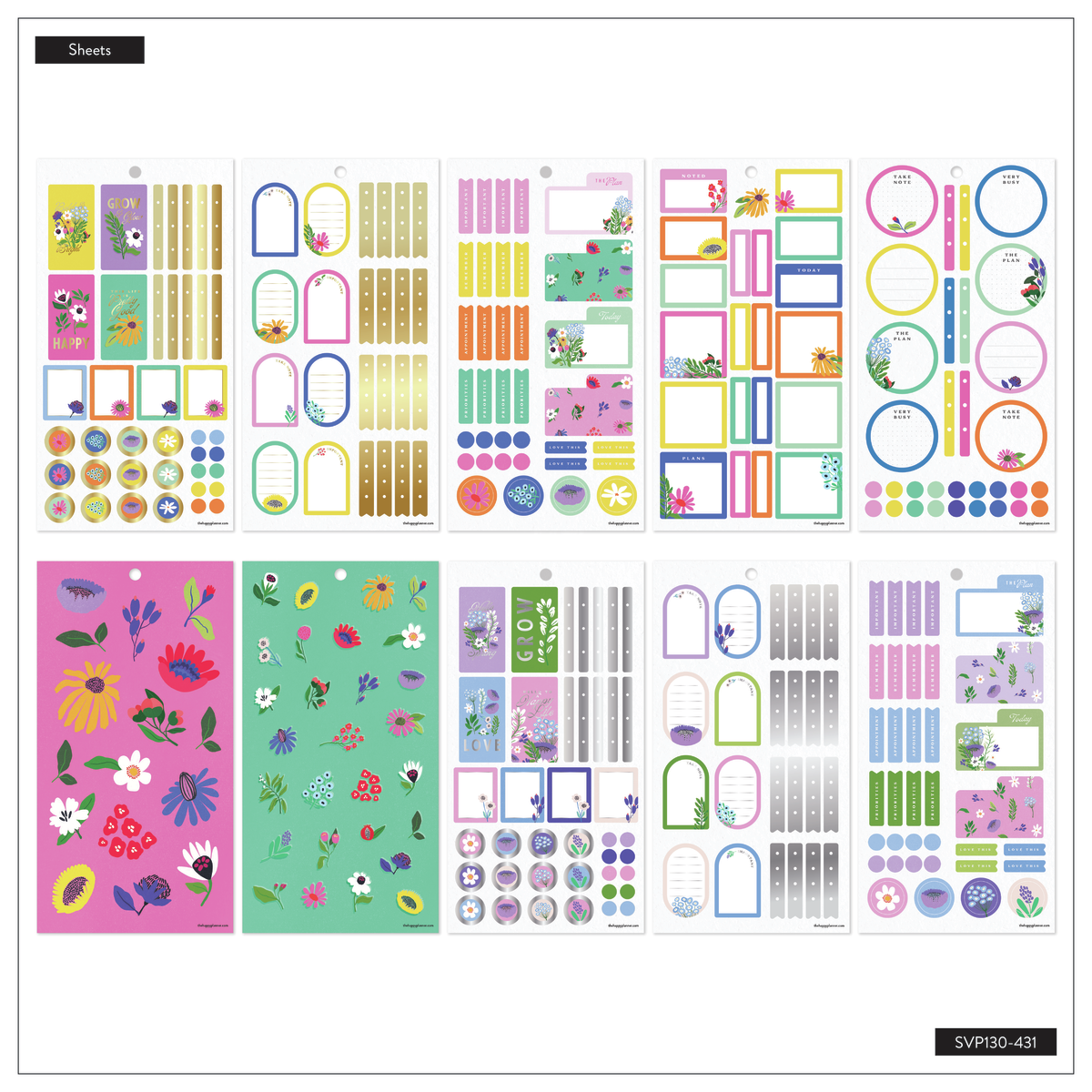 Mini Sticker Bundle Layout Brilliant Blooms - Value Pack Stickers - Mini – Happy Planner