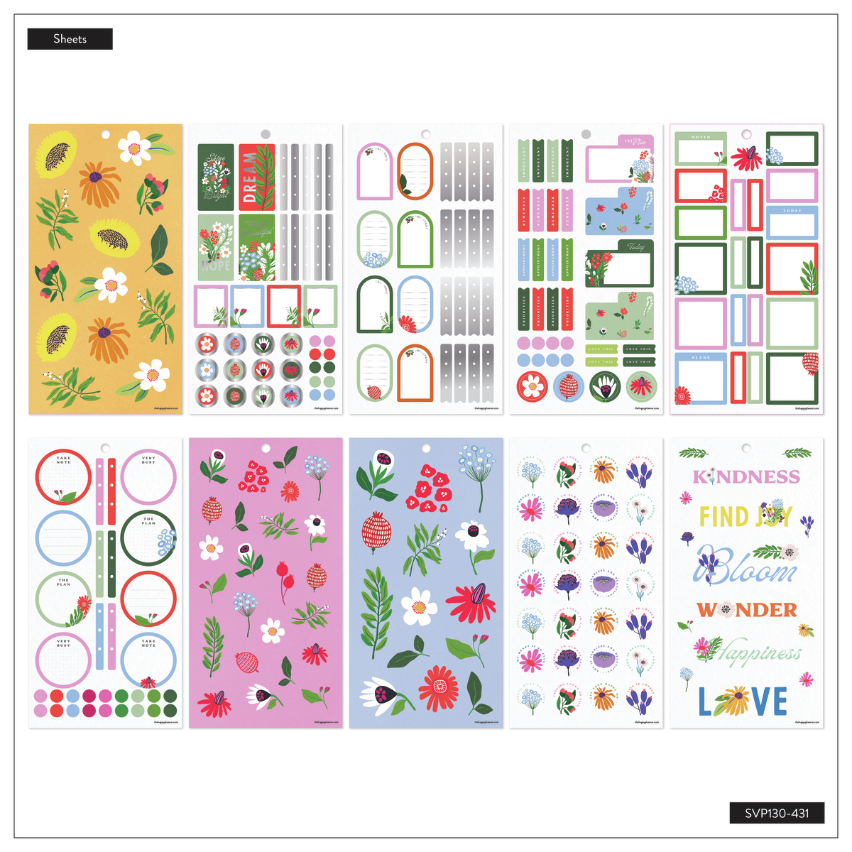 Mini Sticker Bundle Layout Brilliant Blooms - Value Pack Stickers - Mini – Happy Planner