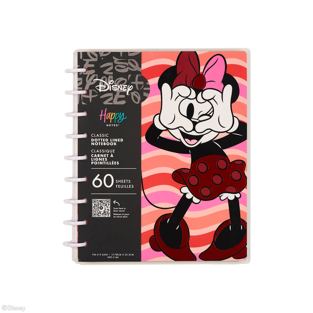 Disney Minnie Mouse メモ帳 クルーズライン Disney Minnie Mouse Bow Happy - Dotted Lined Classic Notebook - 60