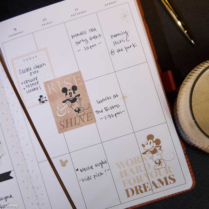 Undated Premium Camel Disney Mickey Mouse Book Bound Planner - Small Dashboard Layout - 12 Months