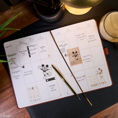 Undated Premium Camel Disney Mickey Mouse Book Bound Planner - Small Dashboard Layout - 12 Months