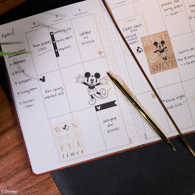 Undated Premium Camel Disney Mickey Mouse Book Bound Planner - Small Dashboard Layout - 12 Months
