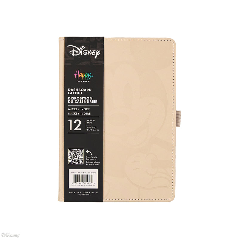 Undated Premium Ivory Disney Mickey Mouse Book Bound Planner - Small Dashboard Layout - 12 Months