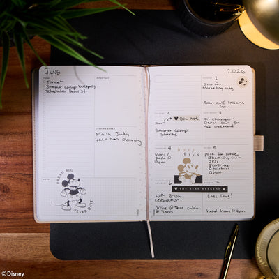 Undated Premium Ivory Disney Mickey Mouse Book Bound Planner - Small Dashboard Layout - 12 Months