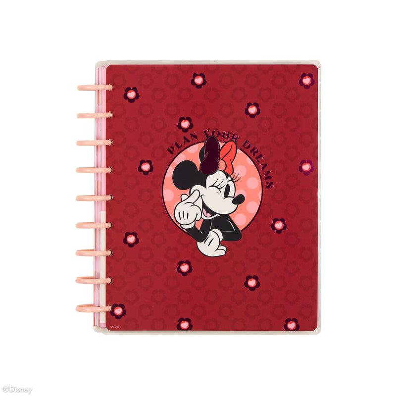 Undated Disney Minnie Mouse Bow Happy Customizable Planner - Classic Dashboard Layout - 12 Months