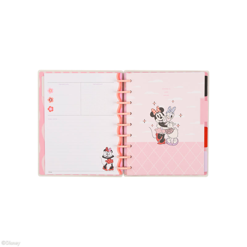 Undated Disney Minnie Mouse Bow Happy Customizable Planner - Classic Dashboard Layout - 12 Months