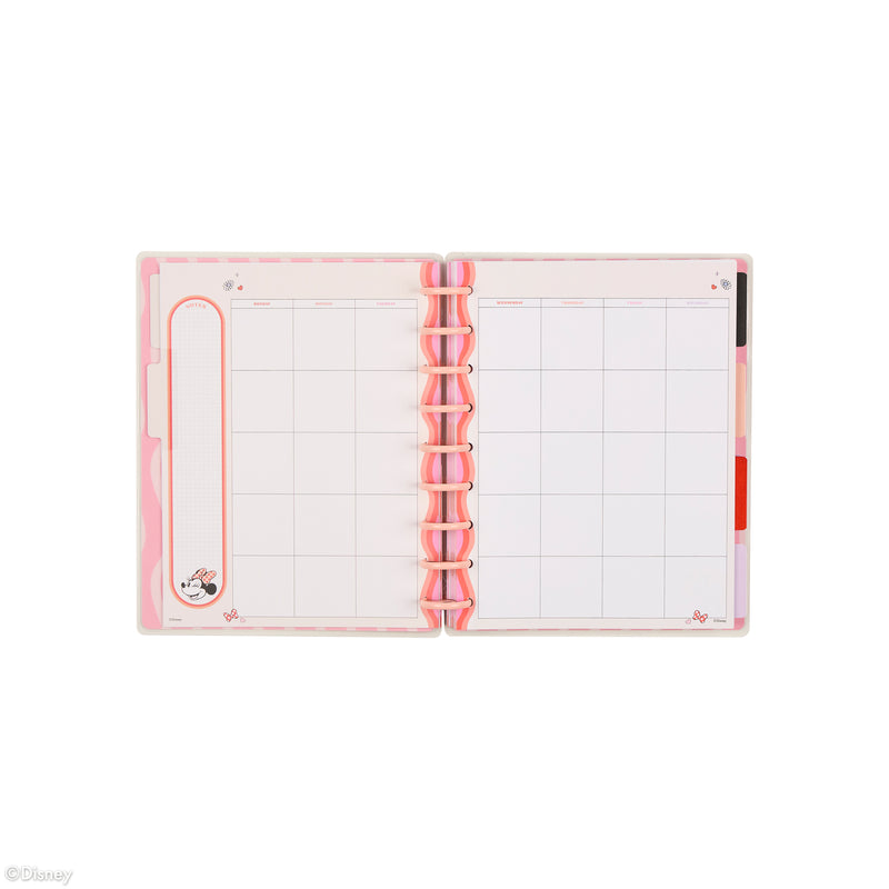 Undated Disney Minnie Mouse Bow Happy Customizable Planner - Classic Dashboard Layout - 12 Months