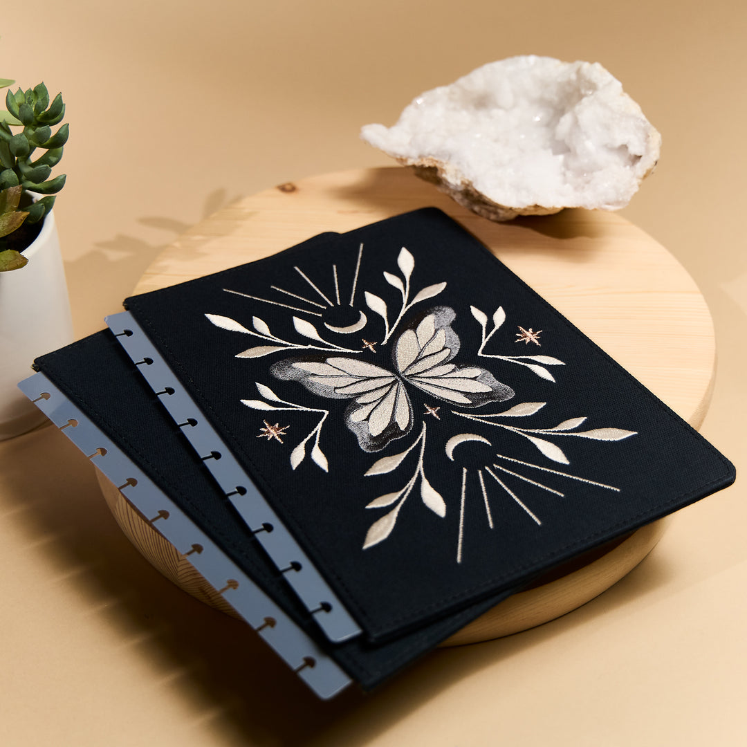 Starlight Flutter - Embroidered Snap In Classic Planner Cover
