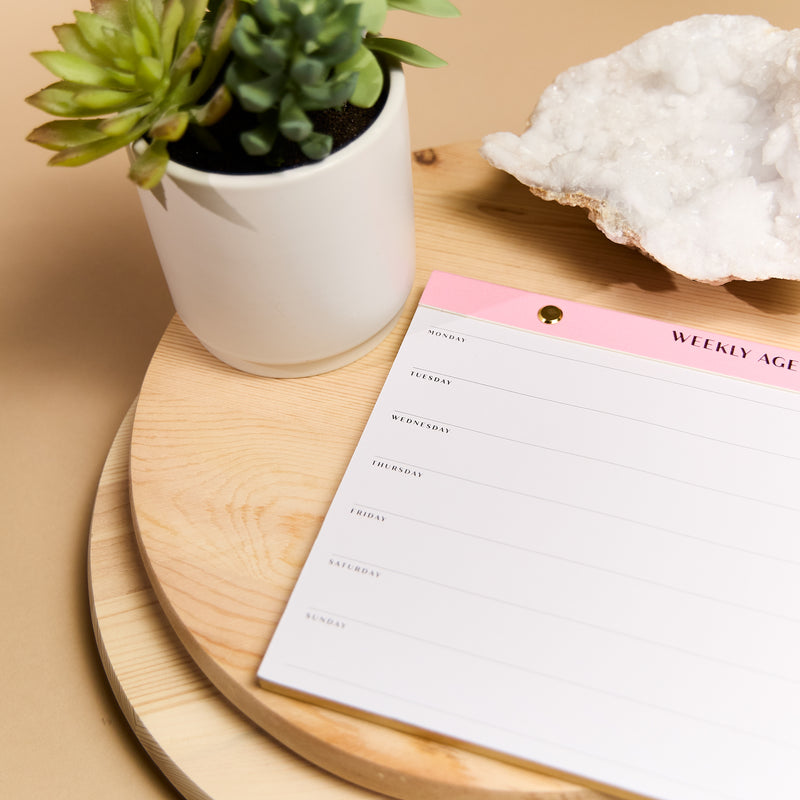 Blushed - Gilded Edge Undated Weekly Desktop Calendar