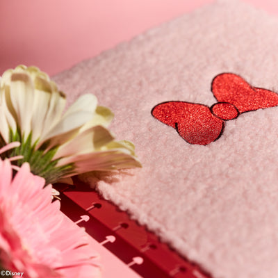 Disney Minnie Mouse Bow Happy - DELUXE Sherpa Snap In Classic Planner Cover