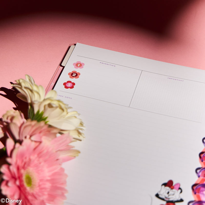 Undated Disney Minnie Mouse Bow Happy Customizable Planner - Big Horizontal Layout - 12 Months