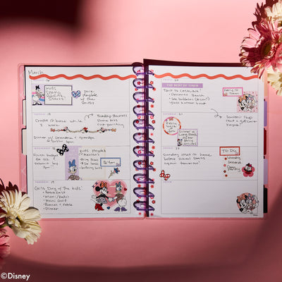 Undated Disney Minnie Mouse Bow Happy Customizable Planner - Big Horizontal Layout - 12 Months