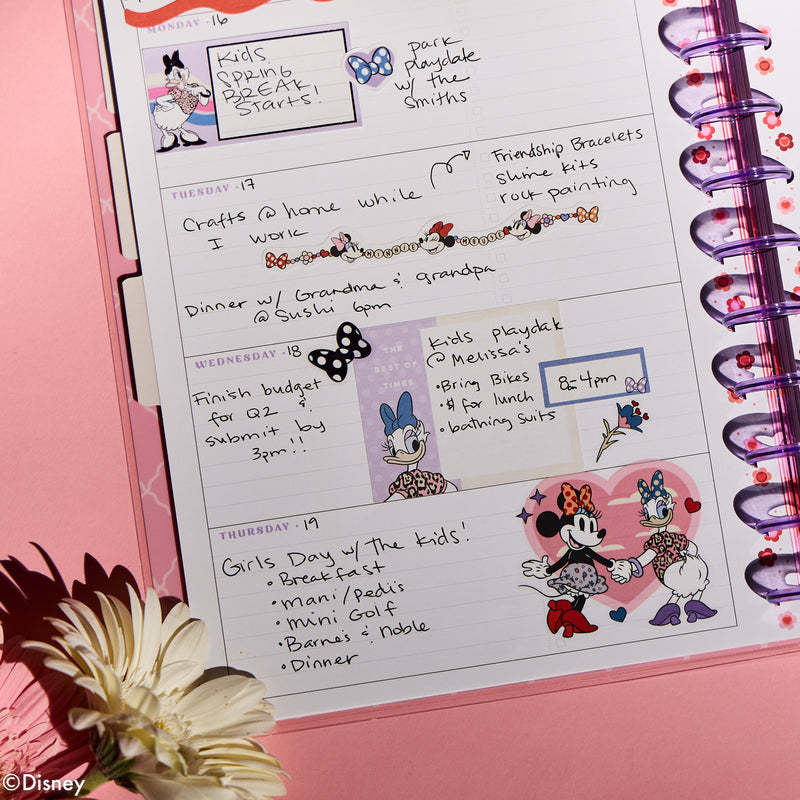 Undated Disney Minnie Mouse Bow Happy Customizable Planner - Big Horizontal Layout - 12 Months