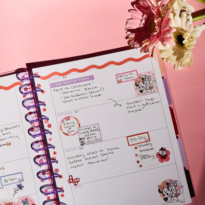 Undated Disney Minnie Mouse Bow Happy Customizable Planner - Big Horizontal Layout - 12 Months