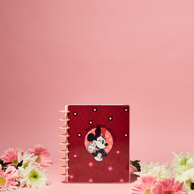 Undated Disney Minnie Mouse Bow Happy Customizable Planner - Classic Dashboard Layout - 12 Months