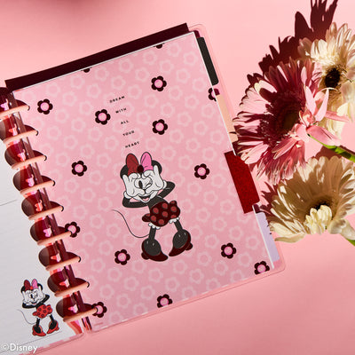 Undated Disney Minnie Mouse Bow Happy Customizable Planner - Classic Dashboard Layout - 12 Months