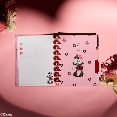 Undated Disney Minnie Mouse Bow Happy Customizable Planner - Classic Dashboard Layout - 12 Months