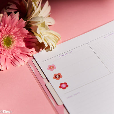 Undated Disney Minnie Mouse Bow Happy Customizable Planner - Classic Dashboard Layout - 12 Months