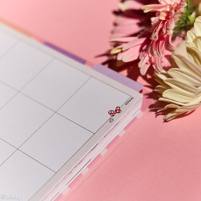 Undated Disney Minnie Mouse Bow Happy Customizable Planner - Classic Dashboard Layout - 12 Months