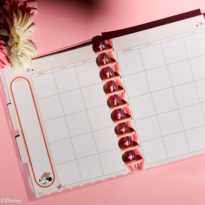 Undated Disney Minnie Mouse Bow Happy Customizable Planner - Classic Dashboard Layout - 12 Months