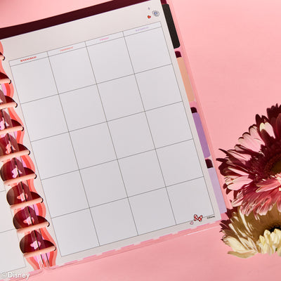 Undated Disney Minnie Mouse Bow Happy Customizable Planner - Classic Dashboard Layout - 12 Months