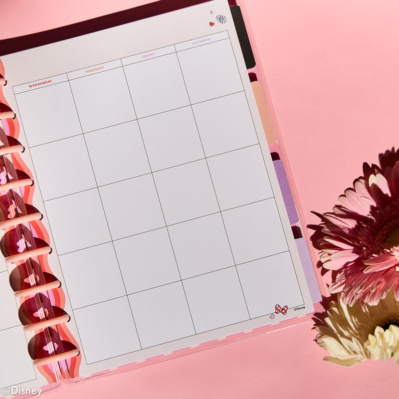 Undated Disney Minnie Mouse Bow Happy Customizable Planner - Classic Dashboard Layout - 12 Months