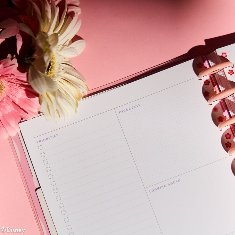 Undated Disney Minnie Mouse Bow Happy Customizable Planner - Classic Dashboard Layout - 12 Months