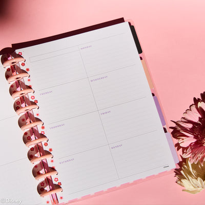 Undated Disney Minnie Mouse Bow Happy Customizable Planner - Classic Dashboard Layout - 12 Months