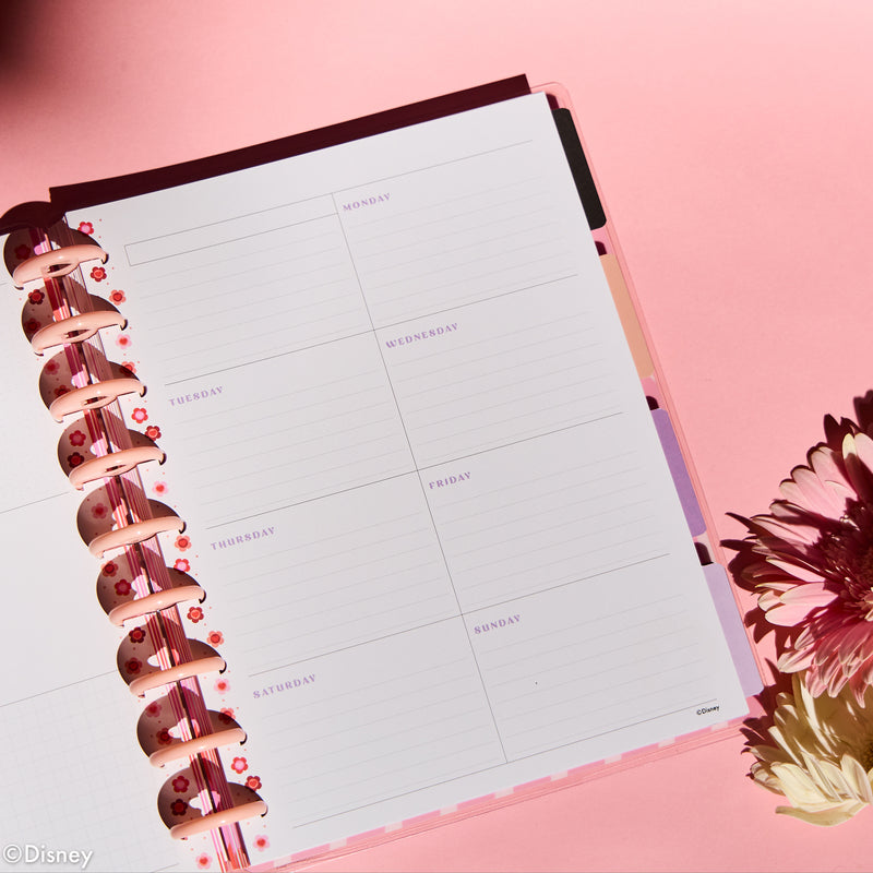 Undated Disney Minnie Mouse Bow Happy Customizable Planner - Classic Dashboard Layout - 12 Months