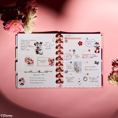 Undated Disney Minnie Mouse Bow Happy Customizable Planner - Classic Dashboard Layout - 12 Months
