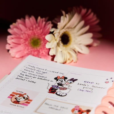 Undated Disney Minnie Mouse Bow Happy Customizable Planner - Classic Dashboard Layout - 12 Months