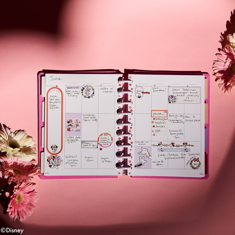 Undated SPECIALTY Disney Minnie Mouse Bow Happy Customizable Planner - Classic Vertical Layout - 12 Months