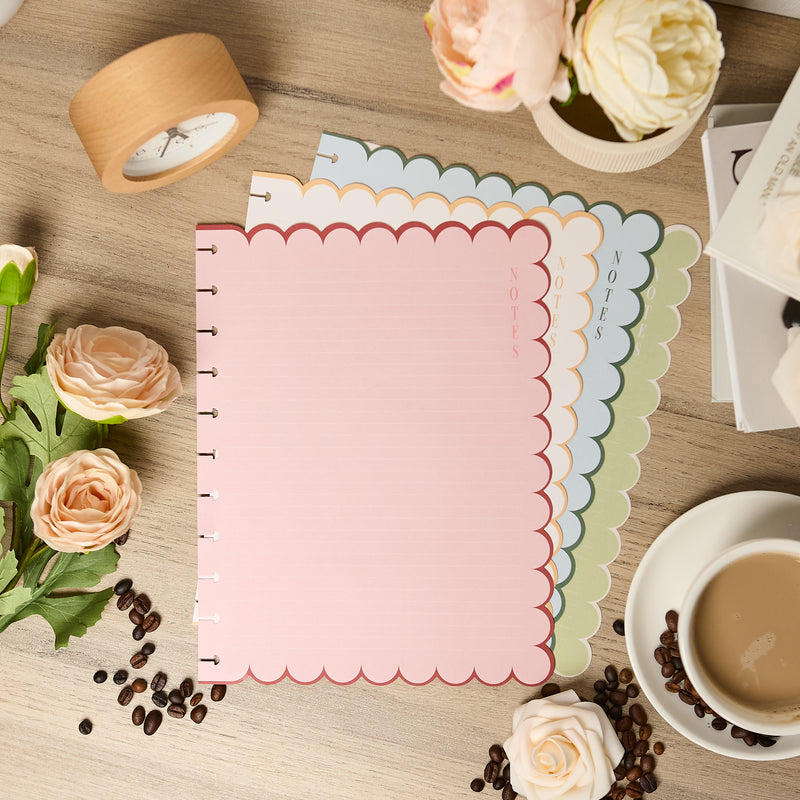 Café Coquette - Scalloped Edge Dotted Lined Big Filler Paper - 40 Sheets