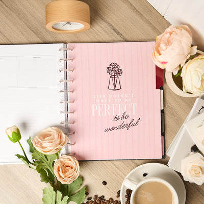 Undated Café Coquette Customizable Planner - Big Horizontal Layout - 12 Months
