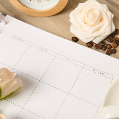 Undated Café Coquette Customizable Planner - Big Horizontal Layout - 12 Months