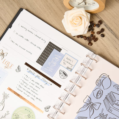 Undated Café Coquette Customizable Planner - Big Horizontal Layout - 12 Months