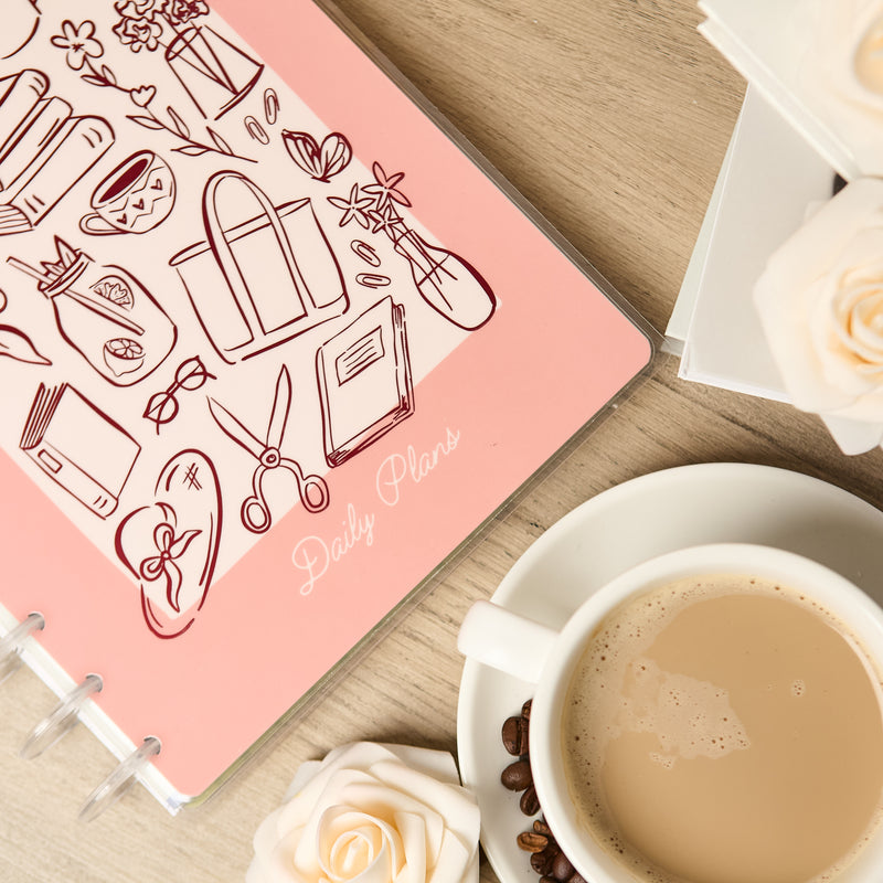 Undated Café Coquette Customizable Planner - Classic Vertical Layout - 12 Months