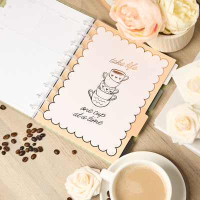 Undated Café Coquette Customizable Planner - Classic Vertical Layout - 12 Months