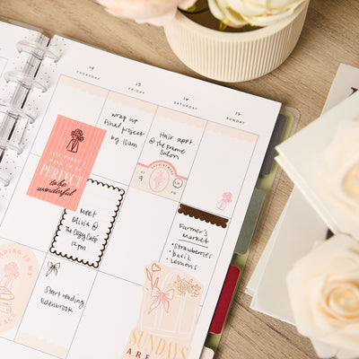 Undated Café Coquette Customizable Planner - Classic Vertical Layout - 12 Months