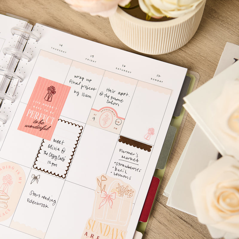 Undated Café Coquette Customizable Planner - Classic Vertical Layout - 12 Months