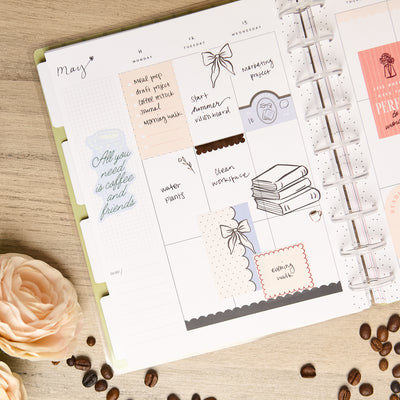 Undated Café Coquette Customizable Planner - Classic Vertical Layout - 12 Months